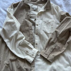 American Eagle Corduroy Color Block Button Down
